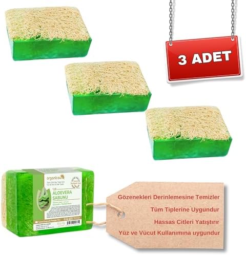 Alternative view of Doğal Kabak Lifli Aloe Sabunu 120 Gr x 3 Adet Tüm Cilt Tipleri İçin B ve E Vitaminli