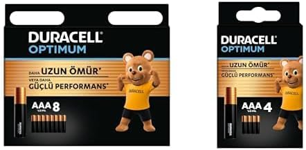 Optimum AAA Alkalin İnce Kalem Piller, 1,5 V LR03/MN2400, 8’li Paket + Optimum AAA Alkalin İnce Kalem Piller, 1,5 V LR03/MN2400, 4’lü Paket (Toplam 12 Adet)
