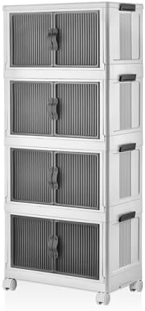 Evle Katlanabilir Modüler Dolap 4 Lü 54 Cm X 31,7 Cm X 127 Cm, Beyaz
