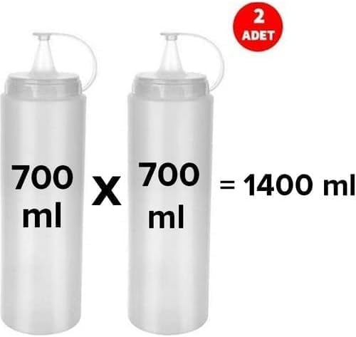 2 Adet Sos Şişesi 700 Ml Plastik Yağlık Sirkelik Ketçap Mayonez Sızdırmaz Sosluk Yağdanlık,BPA İçermez (Şeffaf)