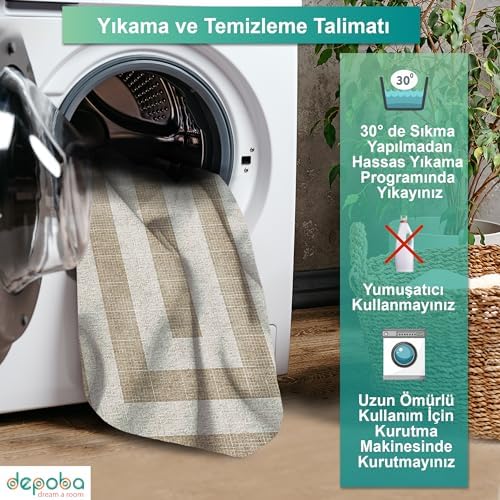 Alternative view of Gena Kadife Kaymaz Pamuk Tabanlı Yıkanabilir Antibakteriyel Salon Halısı 100x150