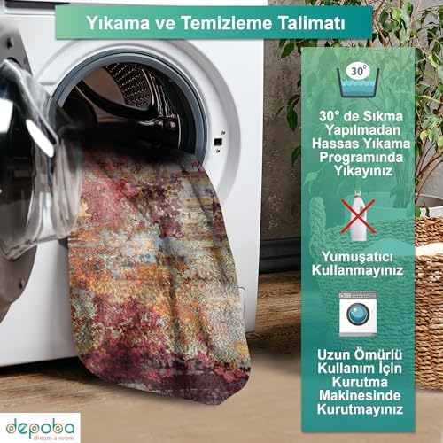 Erne Kadife Kaymaz Pamuk Tabanlı Yıkanabilir Antibakteriyel Salon Halısı 200x300