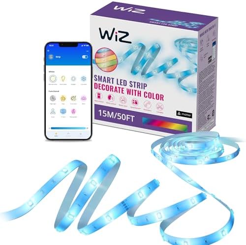 Alternative view of WiZ RGB LED ışık şeridi, 15 m, ayarlanabilir, 16 milyon renk + beyaz tonları, önceden ayarlanmış ışık modları, WLAN'ınıza bağlanır, ses/uygulama kontrolü,, Alexa ve HomeKit ile çalışır