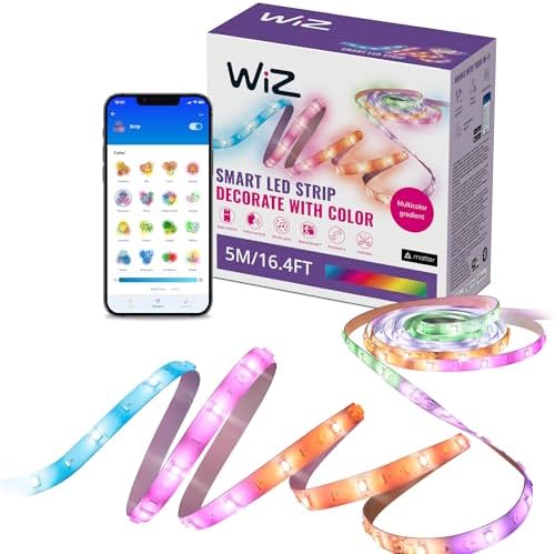 Alternative view of WiZ RGBIC LED ışık şeridi, 5 m, 16 milyon renk + beyaz tonları, dinamik ışık sahneleri, WLAN'ınıza bağlanır, ses/uygulama kontrolü,, Alexa ve HomeKit ile çalışır