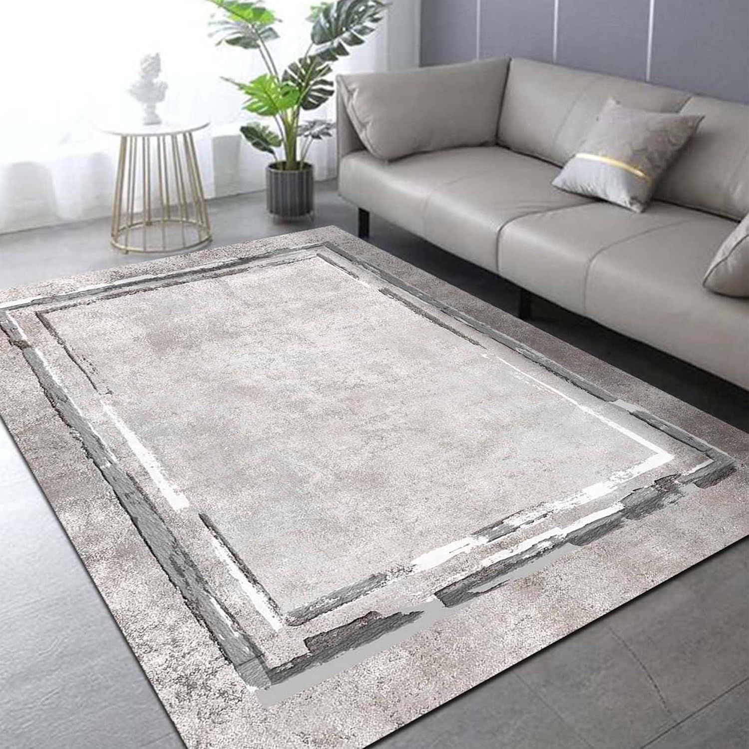 Dizayn Lareny Desenli Kadife Pamuk Tabanlı Yıkanabilen Kaydırmaz Antibakteriyel Salon Halısı 160x230