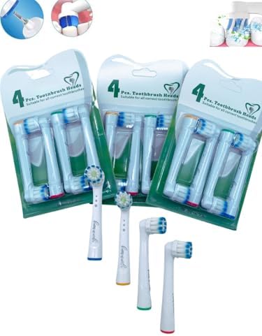 3 Paket Yedek Fırça Başlıkları, Oral B için 12 Adet Elektrikli Diş Fırçası Başlığı, EB17-P Yumuşak Fırça Başlıkları Oral B pro 1000/3000/5000, Vitality Smart Genius Serisi