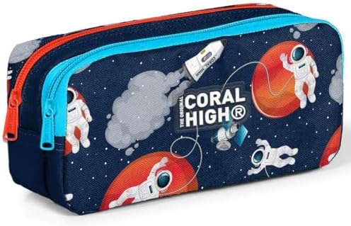 Lacivert Mavi Astronot İki Bölmeli Kalem Çantası - Erkek Çocuk