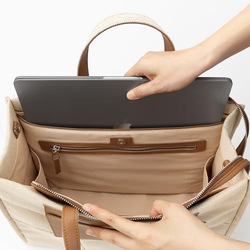 Comfyable Kadınlar için Laptop Çantası, Büyük Kapasiteli Kanvas Çanta, Hem Evrak Çantası hem de Seyahat için Crossbody Omuz Çantası, İş için, Kanvas, Medium