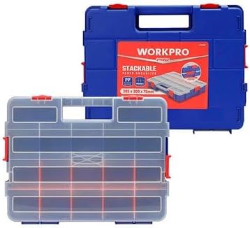 Alternative view of Workpro Profesyonel İstiflenebilir Organizer, 17 Gözlü, 38x30x6.8cm, Şeffaf Kapaklı, Polipropilen, Ayarlanabilir Bölmeli