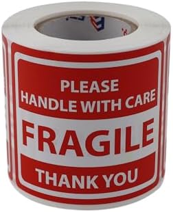 Alternative view of Fragile Roll Label 70mm X 80mm 250 Pcs "Please Handle With Care Thank You" Coated Stickers