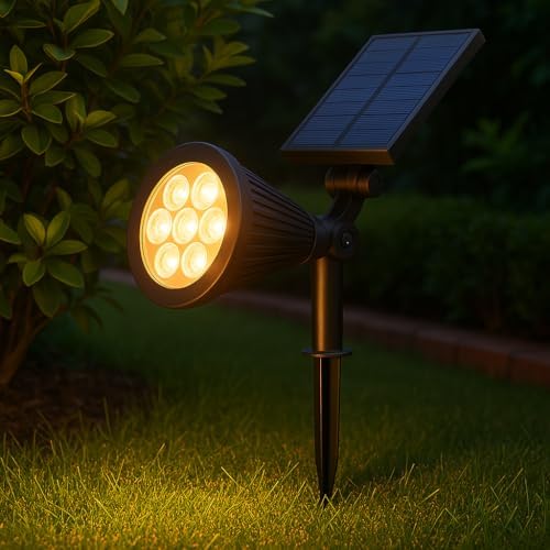 Alternative view of 7W Solar LED Bahçe Armatürü 3200K Günışığı – Güneş Enerjili Kazıklı & Duvar Montajlı Çim Aydınlatma Lambası – 7 LED, IP65, 90 Lümen, 140x270x95 mm