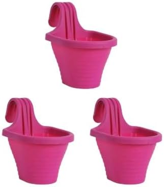 Tom1 Askılı Balkon Saksı Seti, 20 Cm, 3 Litre 3 Adet Fuşya