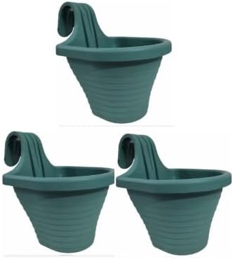 Tom1 Askılı Balkon Saksı Seti, 20 Cm Boy, 3 Litre Hacim, 3 Adet Yeşil
