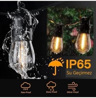 10 Duylu Birbirine Eklenebilir 10 Mt Sarmaşık Dış Mekan Bahçe Aydınlatma Armatürü E27 Ip64