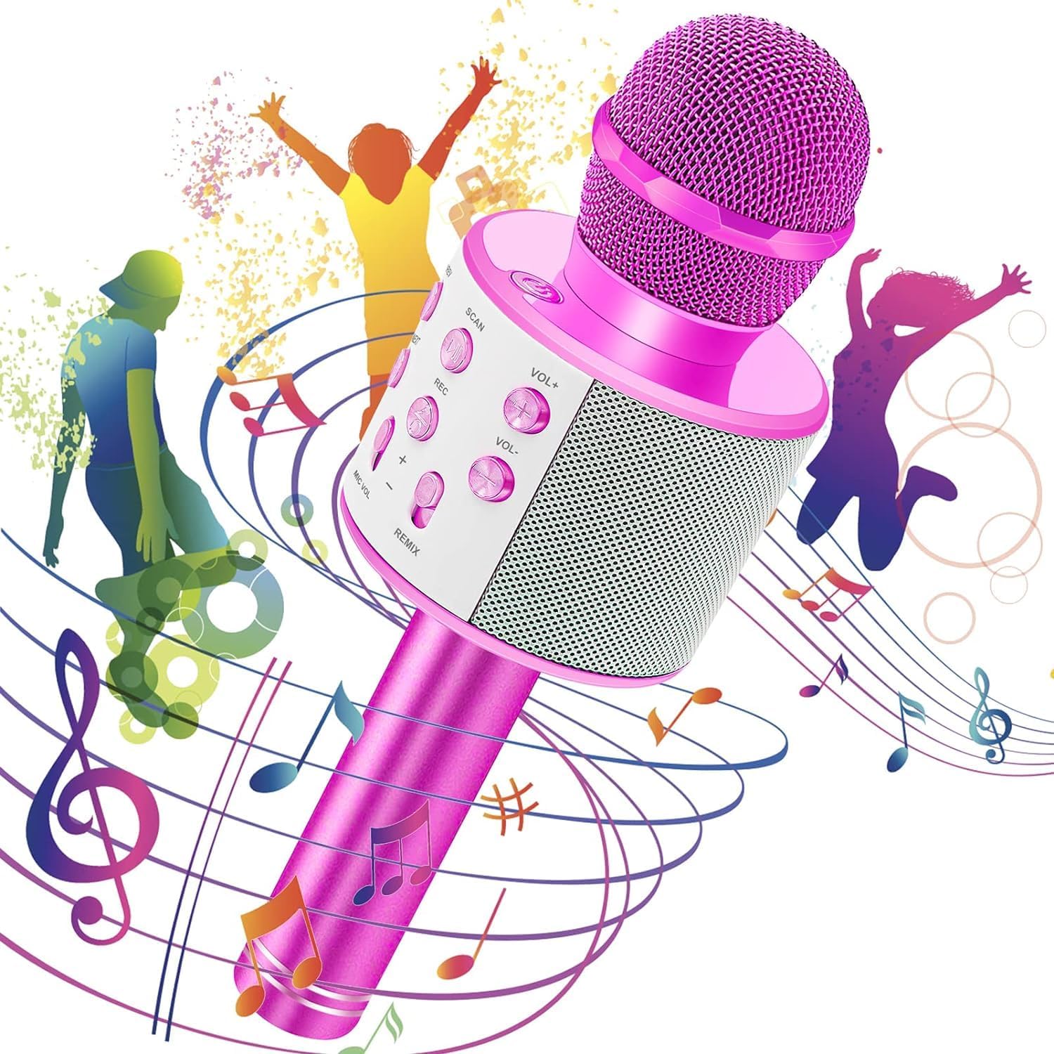 Global UsbA+TF Sd Kart+3.5mm Aux Girişli Bluetooth Karaoke Mikrofonu Pembe WNE0069