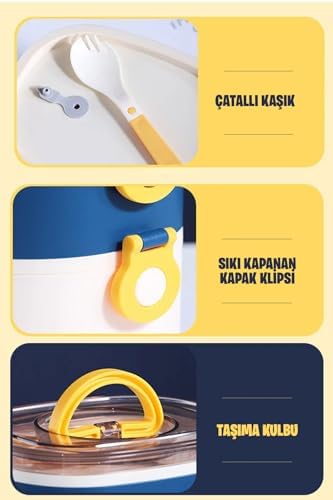 Alternative view of 1200 ML İki Kat Üç Bölme Paslanmaz Çelik Bento Lunch Box Yeni Nesil Sefer Tası-ÇatallıKaşık-FFLBOX50251