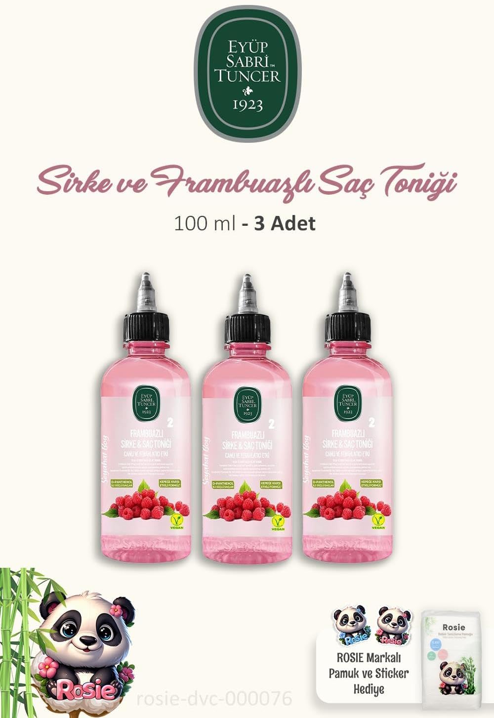 3 Adet Sirke Saç Toniği Frambuazlı 100 ml ve ROSIE Pamuk