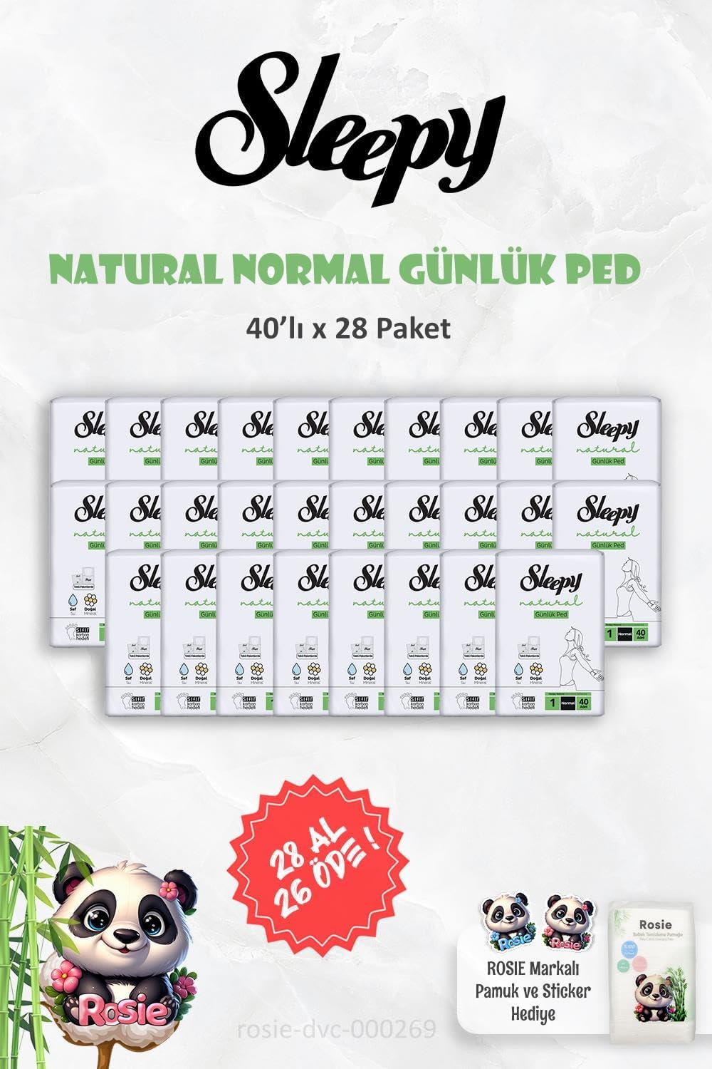 Alternative view of 28 AL 26 ÖDE Natural Ultra Hassas Günlük Ped Normal 40 Adet ve ROSIE