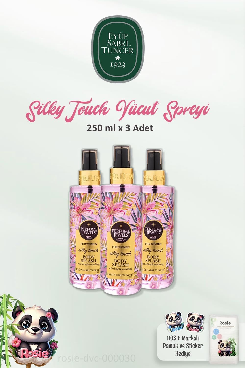 3 Adet Pj Body Splash Silky 250 ml ve ROSIE Doğal Pamuk
