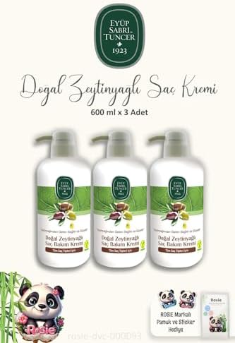 3'lü Doğal Zeytinyağlı Saç Kremi 600 ml ve ROSIE