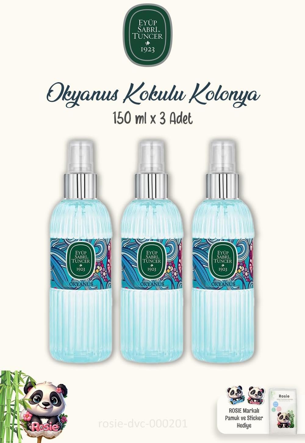 3 Adet Okyanus Kolonyası 150 ml ve ROSIE Pamuk 60'lı