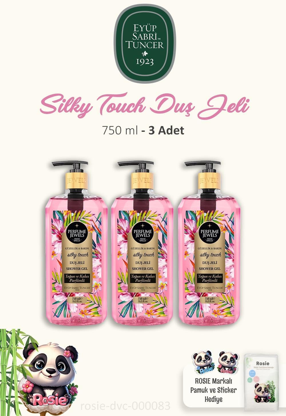 Alternative view of 3 Adet Silky Duş Jeli 750 ml, ROSIE Pamuk Hediye