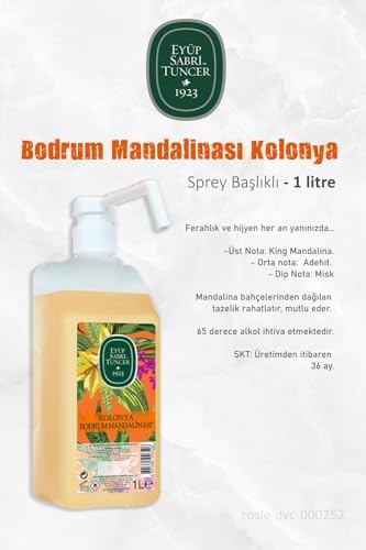 6 Adet Bodrum Mandalinası Sprey Başlıklı Kolonya 1 lt ve ROSIE