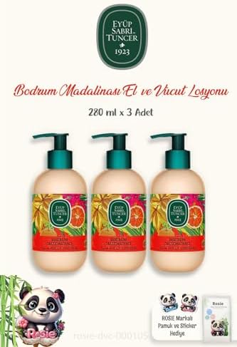 3 Adet Bodrum Mandalinası Vücut Losyonu 280 ml ve ROSIE