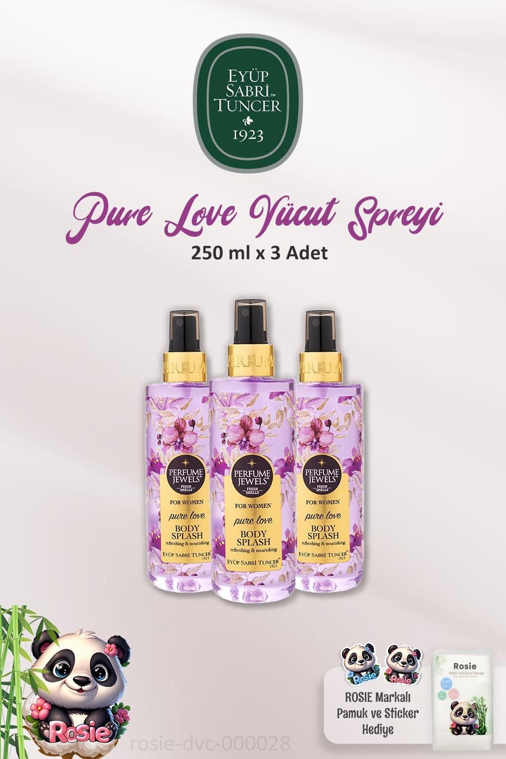 Alternative view of 3 Adet Pj Body Splash Pure 250 ml ve ROSIE Doğal Pamuk
