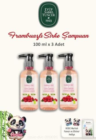 Alternative view of 3'lü Sirke Şampuan Frambuazlı 100 ml ve ROSIE Temizleme Pamuğu