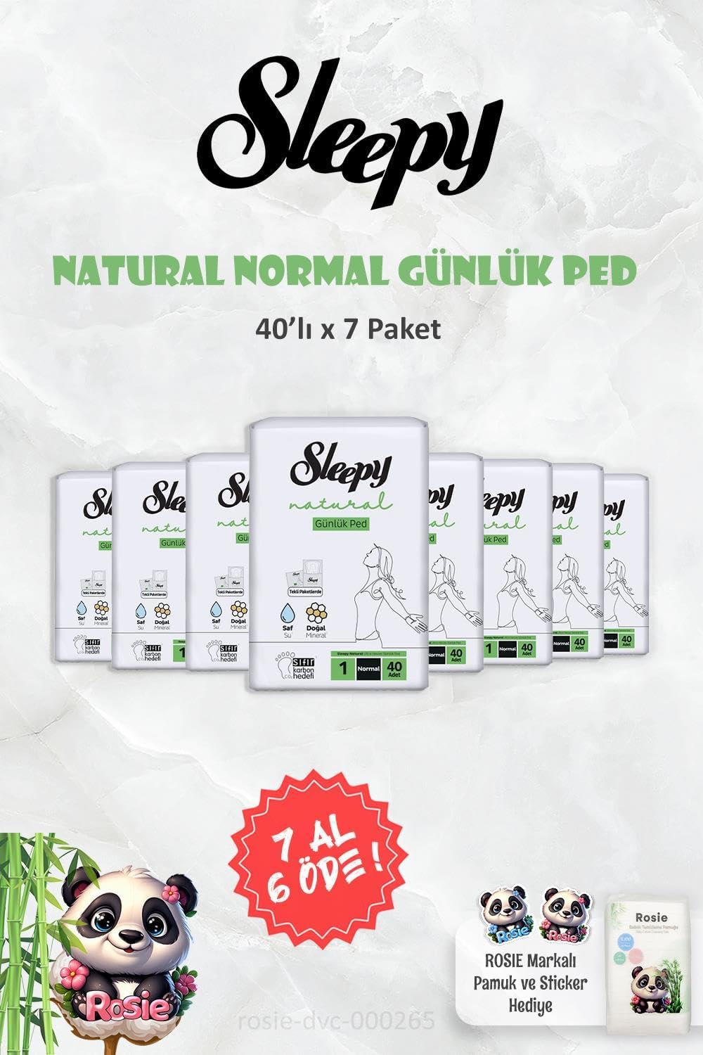 Alternative view of 7 AL 6 ÖDE Natural Ultra Hassas Günlük Ped Normal 40 Adet ve ROSIE