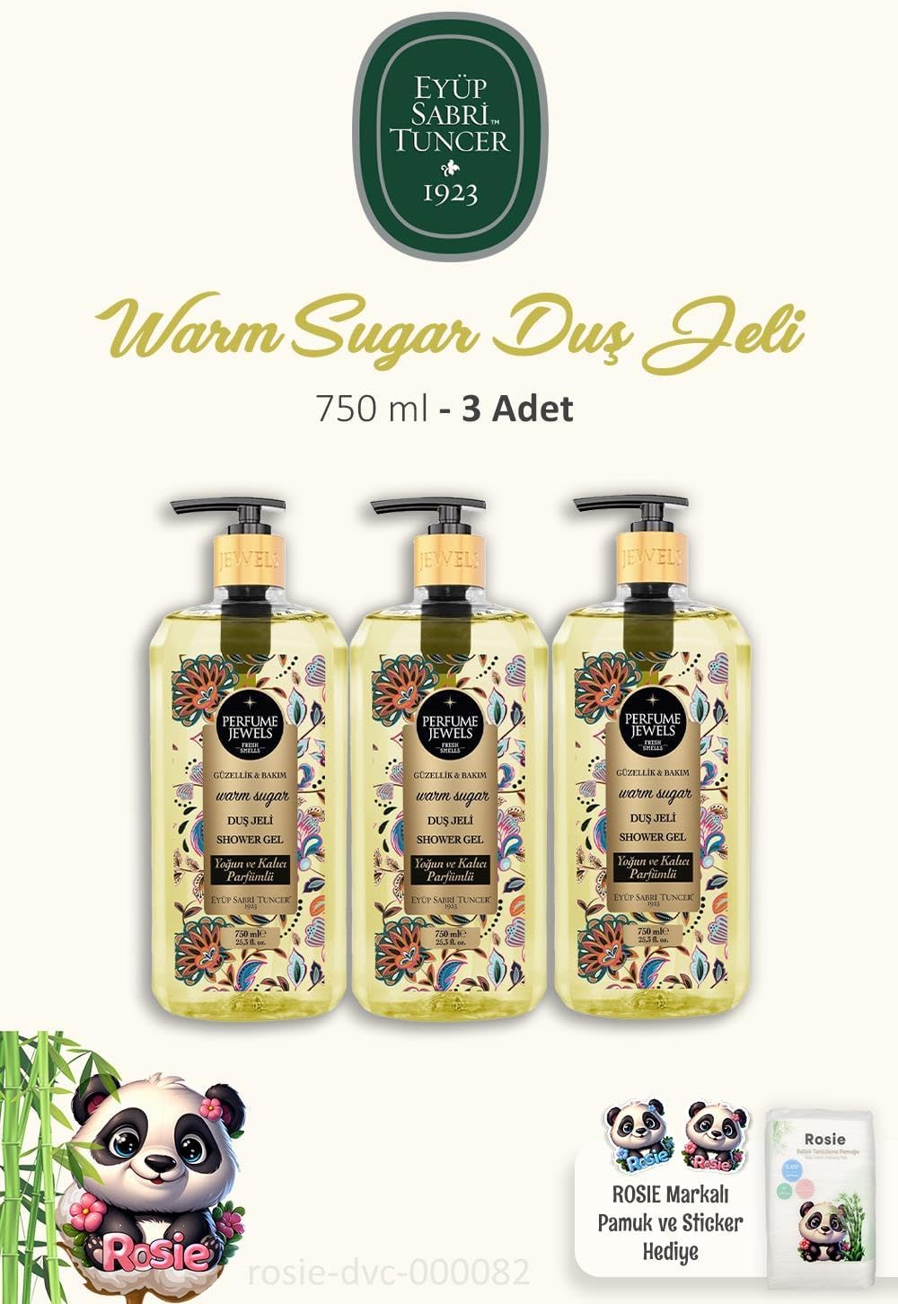 Alternative view of 3 Adet Warm Sugar Duş Jeli 750 ml ve ROSIE Pamuk 60'lı