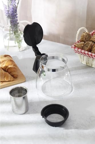 Dayanıklı Borosilikat Cam Demlik, Kendinden Süzgeçli, Şık Tasarım (900 Ml)