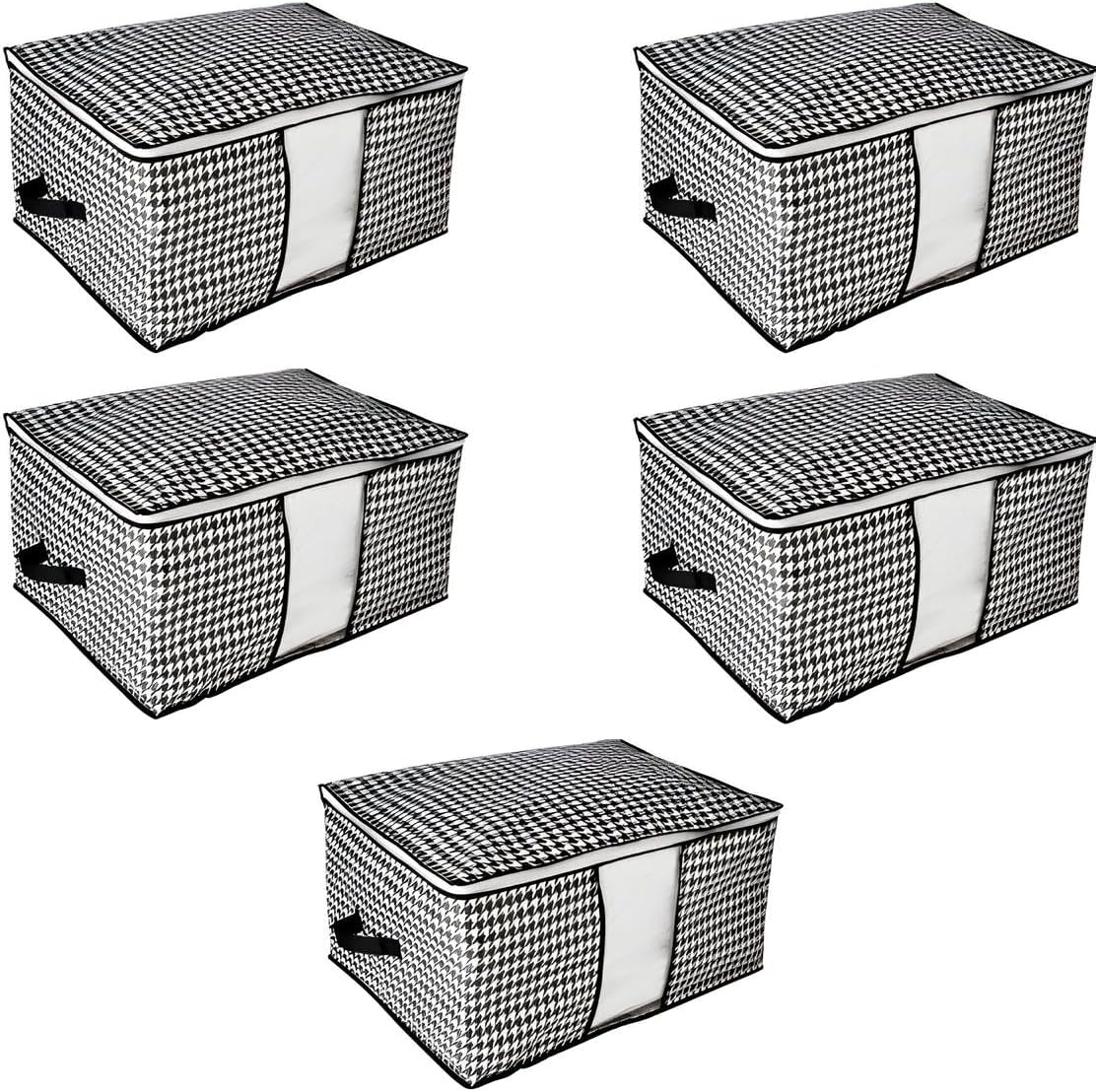 Alternative view of 5 adet Boy Pencereli Hurç Seti 64x46x34 Büyük Boy Yorgan Hurcu Battaniye Yastık Altı Dolap Üstü Çeyiz Bohçası Düzenleyeci Organizer