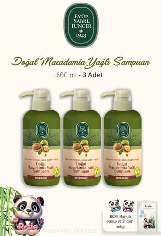 Alternative view of 3 Adet Doğal Macadamia Yağlı Şampuan 600 ml ve ROSIE Pamuk