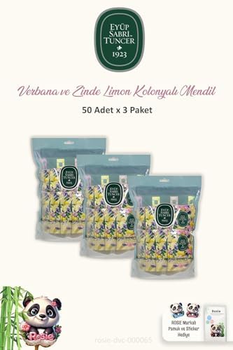 3 Paket Verbena & Zinde Limon Kolonyalı Mendil 50'li ve ROSIE