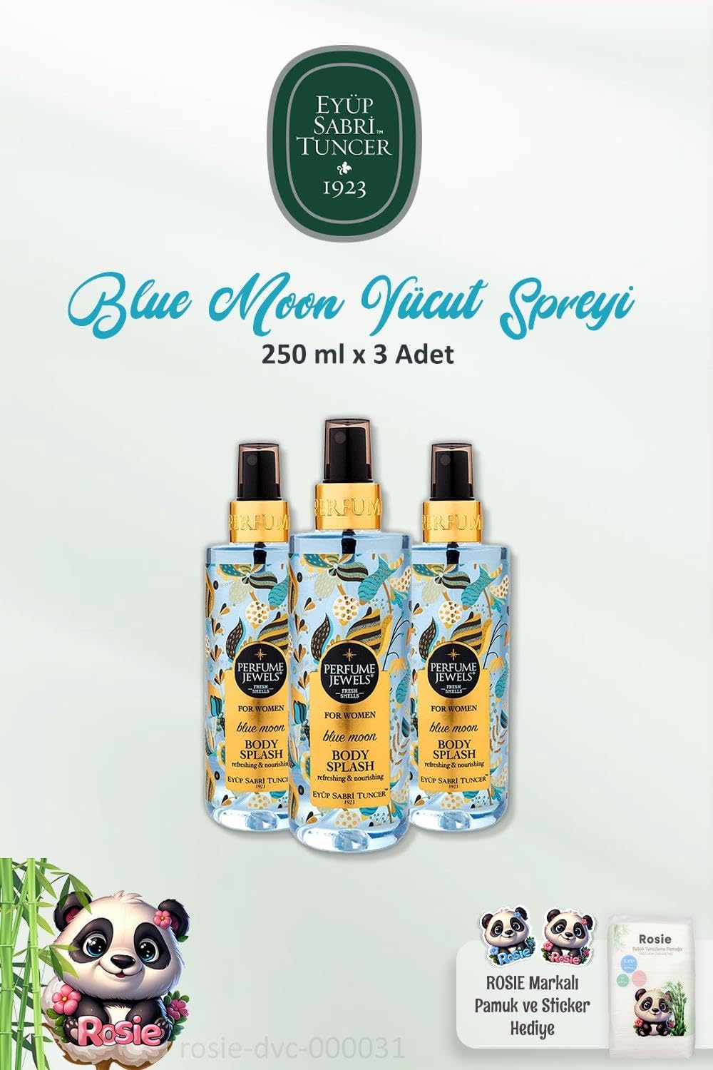 Alternative view of 3 Adet Vücut Spreyi Blue 250 ml ve ROSIE Pamuk 60'lı