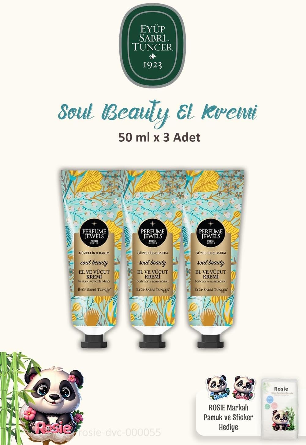3 Adet Soul Beauty El ve Vücut Kremi 50 ml ve ROSIE Pamuk 60'lı