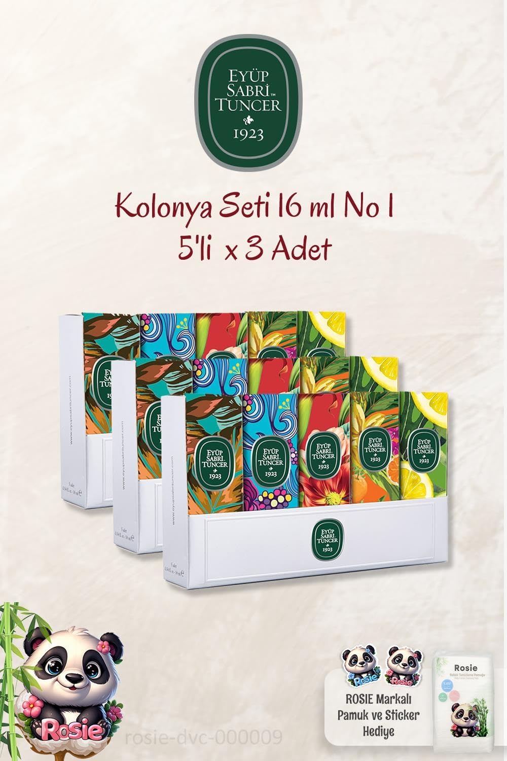 3 Adet 5'li Kolonya Set No 1 ve ROSIE Doğal Pamuk