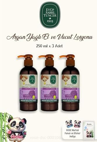 3 Adet Vücut Losyonu Argan 250 ml ve 60'lı%100 Pamuk ROSIE