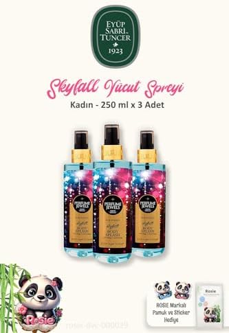 3 Adet Skyfall Vücut Spreyi 250 ml ve ROSIE Temizleme Pamuğu