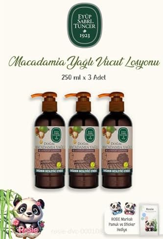 3'lü Doğal Macadamia Yağlı El ve Vücut Losyonu 250 ml ve ROSIE