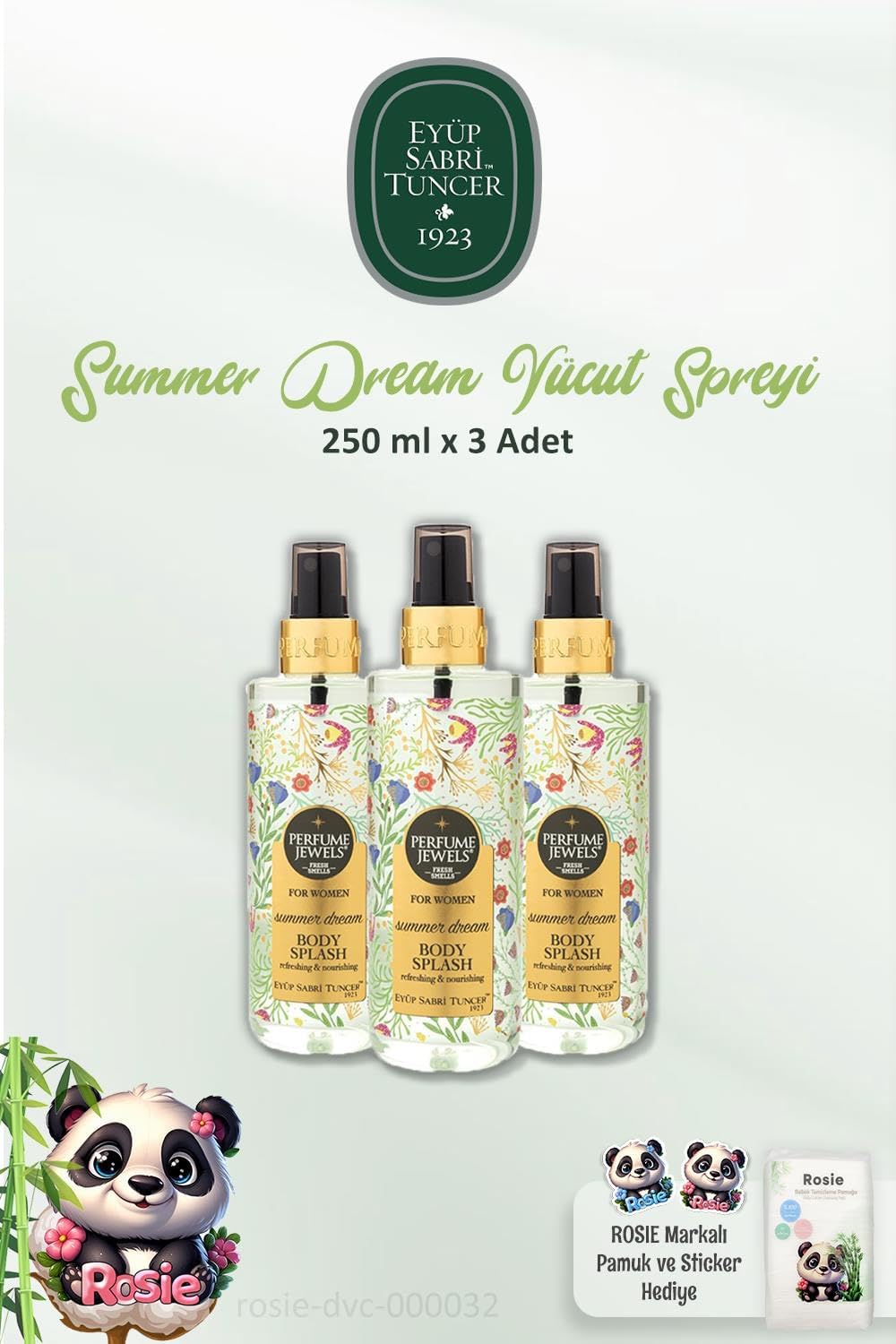 3 Adet Body Splash Summer 250 ml ve ROSIE 60'lı Pamuk
