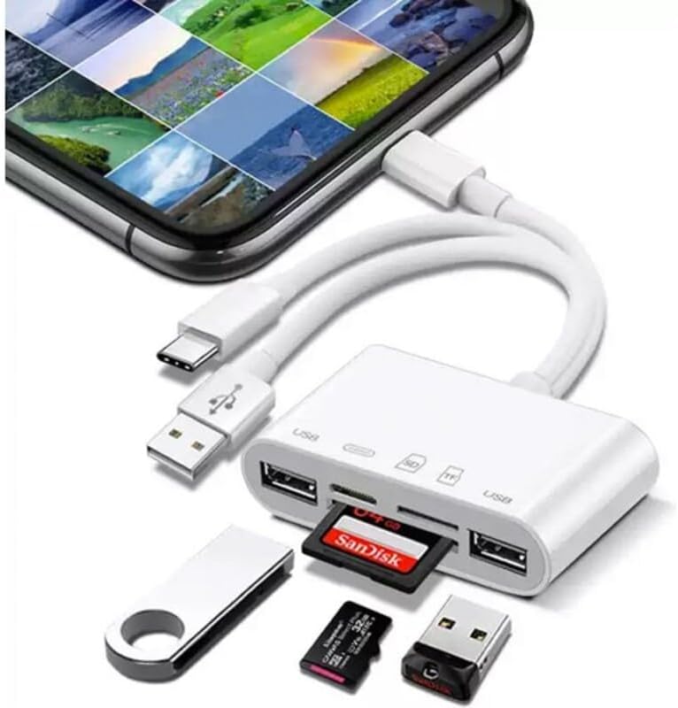 Alternative view of NK1032 Pro Type-C Lightning Usb-A To 2x Usb3.0 Sd Tf Pd Kart Okuyucu Çevirici Hub Adaptör