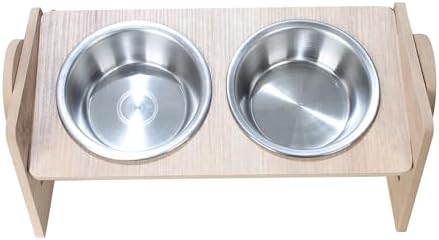 AYARLANABİLİR AHŞAP 2 Lİ MAMA KABI KEDİ VE KÖPEKLER İÇİN MAMA KAPLARI 1 ADET