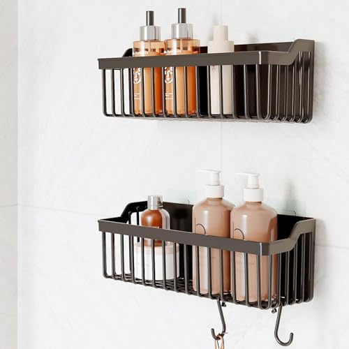 Yapışkanlı Banyo Rafı 2'li Banyo Düzenleyici Duş Rafı Kanca Askılı Organizer Şampuanlık Plastik