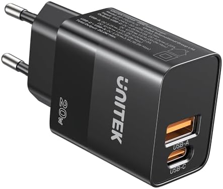 Unitek 20W Hızlı Şarj Adaptörü 1*USB-C 1*USB-A (P1124ABK-EU)