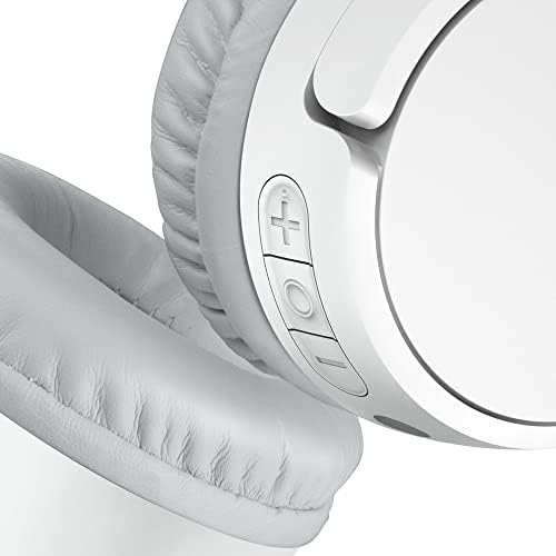 SoundForm mini kablosuz çocuk kulaklığı, entegre mikrofonlu ve eğlenceli çıkartmalı, 30 saat oynatma – ders, tatil,, iPad, Galaxy için kulak üstü kulaklık, beyaz