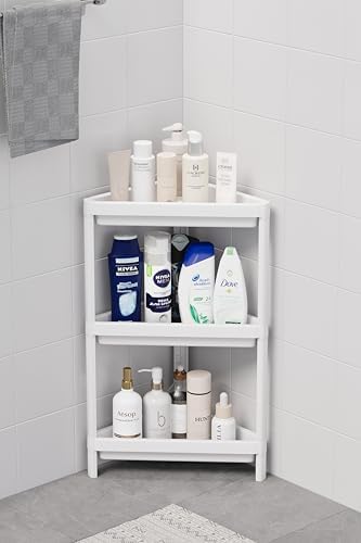 Life 3 Katlı Üçgen Plastik Beyaz Banyo Mutfak Rafı MIT1059