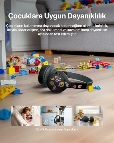 Alternative view of SoundForm Mini Çocuk Kablosuz Kulaklık (Siyah) – Dahili Mikrofon, 30 Saat Çalma, Eğlenceli Çıkartmalar,, iPad ve Galaxy Uyumlu